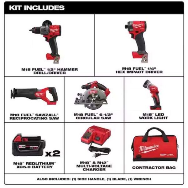 0740fe20-9d89-456d-8d96-08dd2b1911b8 Milwaukee M18 FUEL Cordless Brushless 5 Tool Combo Kit - Image 8