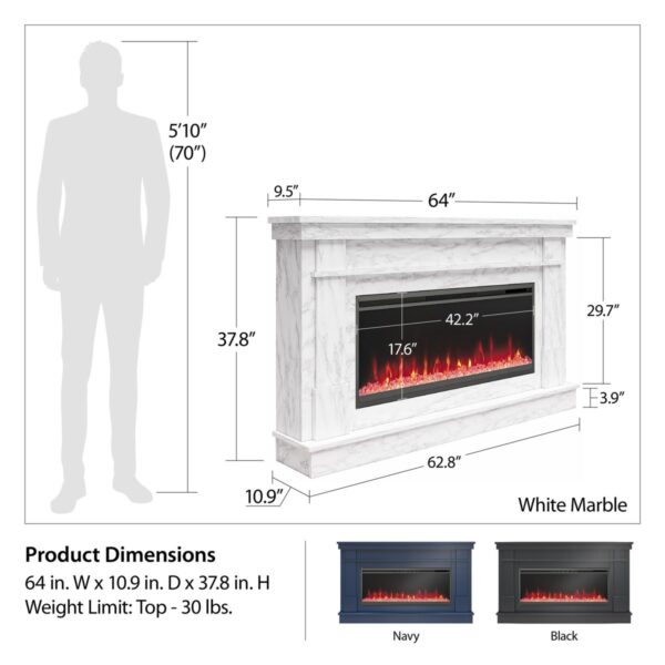 128 Novogratz Waverly Wide Mantel Electric Fireplace - Image 4
