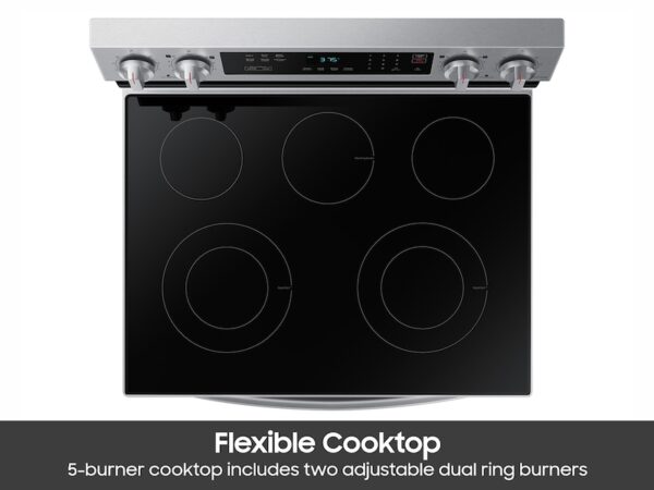 14614-9A_Flexible_Cooktop_Infographic-NE63A6311SS_SCOM Samsung 6.3 Cu. Ft. Smart Freestanding Electric Range NE63A6311SS - Image 5