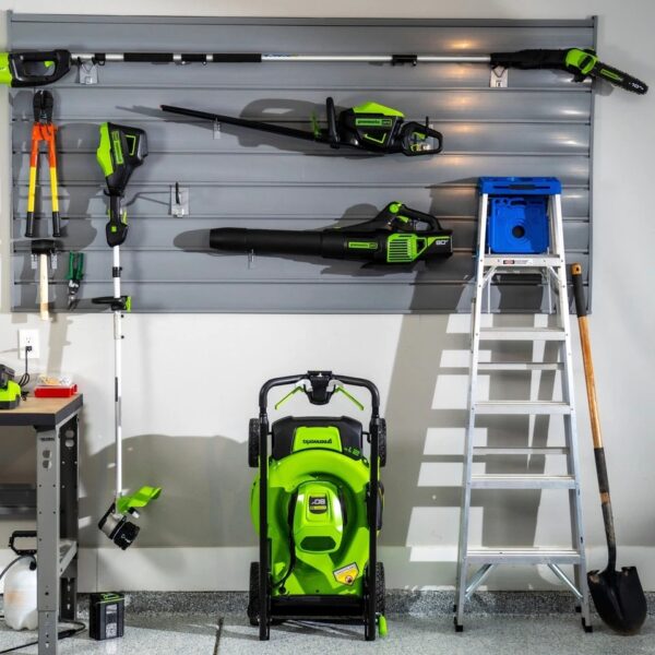 197 Greenworks 80V 21” Lawn Mower, 13” String Trimmer, and 730 Leaf Blower - Image 4