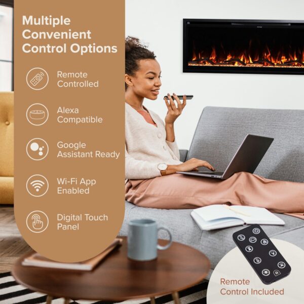 198 Modern Ember Aerus 50-in Smart Linear Electric Fireplace - Image 4