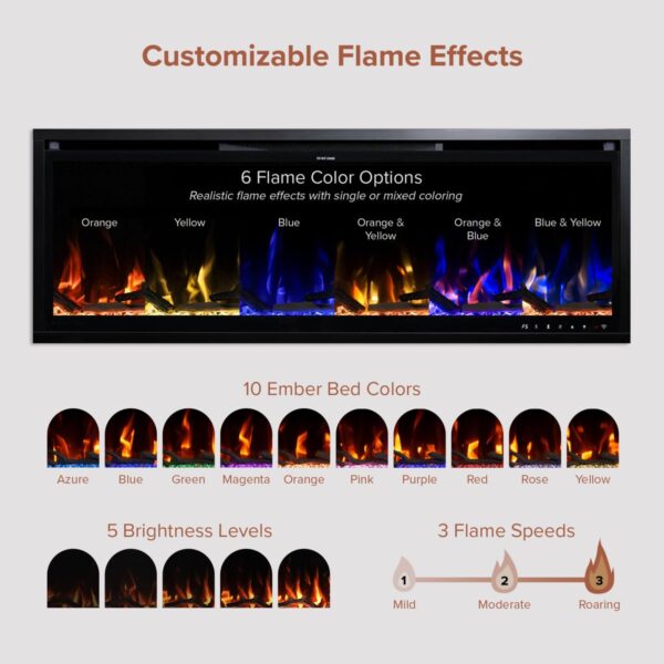 199 Modern Ember Aerus 50-in Smart Linear Electric Fireplace - Image 5