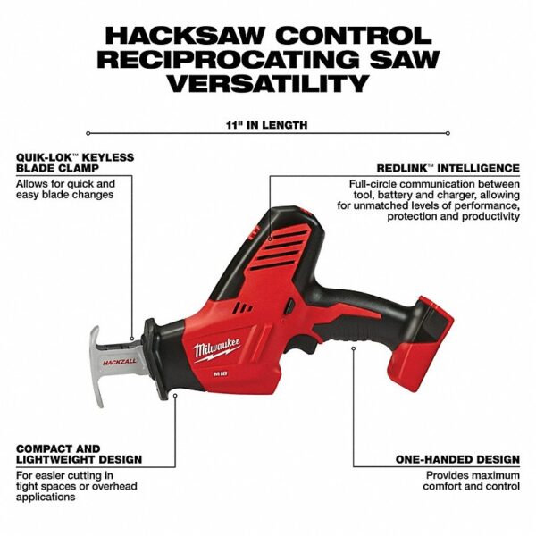 2695-24_5__ZYYI_v1 MILWAUKEE Cordless Tool Combination Kit: 4 Tools, 18 V DC Volt, Battery Included, M18™, M18™, 2PYZ8 - Image 8