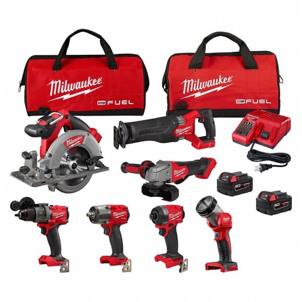 3697-27_101__8S8Z_v2 MILWAUKEE Cordless Tool Combination Kit: 7 Tools, 18 V DC Volt, Battery Included, M18 FUEL™, M18™ - Image 1