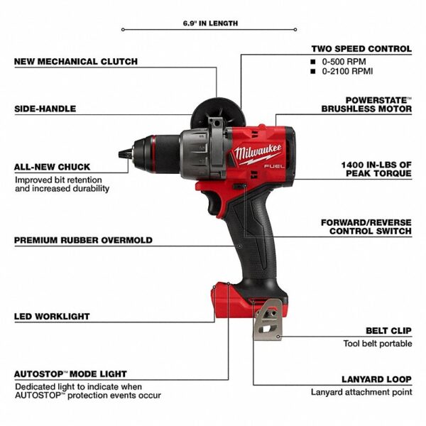 3697-27_4__XHXU_v1 MILWAUKEE Cordless Tool Combination Kit: 7 Tools, 18 V DC Volt, Battery Included, M18 FUEL™, M18™ - Image 9