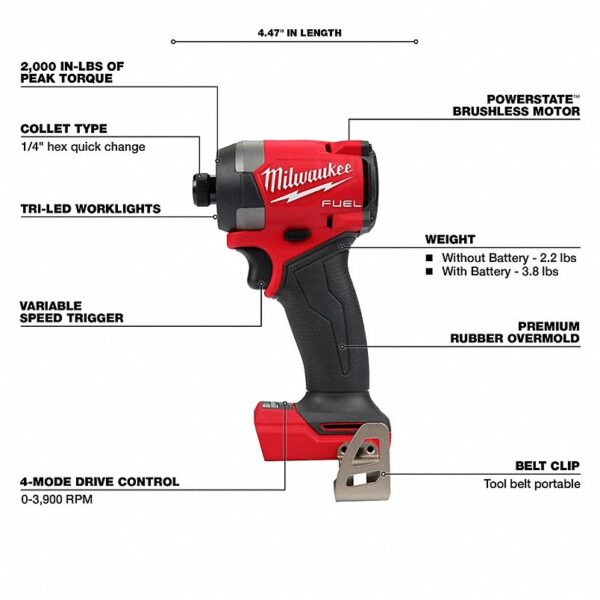 3697-27_5__STL3_v1 MILWAUKEE Cordless Tool Combination Kit: 7 Tools, 18 V DC Volt, Battery Included, M18 FUEL™, M18™ - Image 8