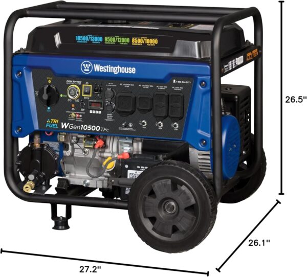 376 Westinghouse 13,500 Peak Watt Dual Fuel Portable Generator - Image 4