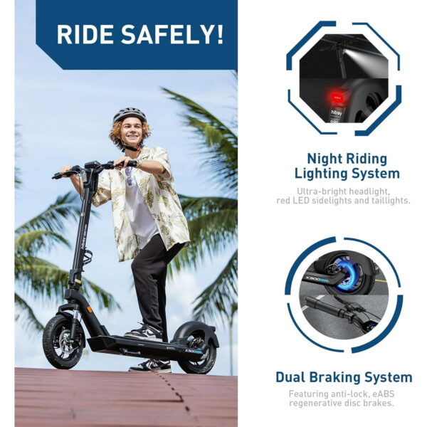 437d1bf5-78b5-479f-b342-36fff26e3775.179d524e8bc88bf08f075e8eb8cd72c4 Hiboy X300 Electric Scooter, 700W Peak Motor, 12" Pneumatic Tires, 23 Mph & 38 Miles Range, Folding Commuter Electric Scooter for Adults - Image 2