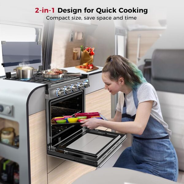 480 Camplux 21 Inches RV Stove Gas Range Oven 3 Burners Cooktop - Image 2
