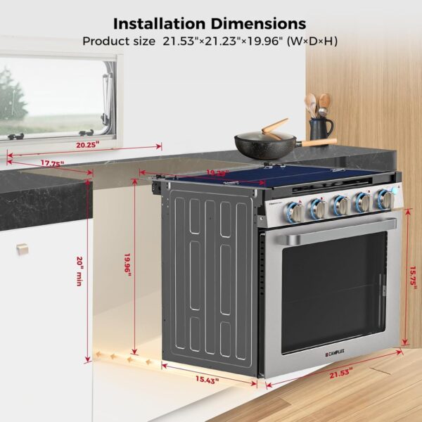 485 Camplux 21 Inches RV Stove Gas Range Oven 3 Burners Cooktop - Image 7