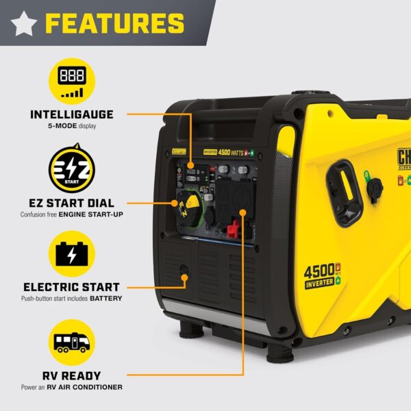 528 Champion 4,500-Watt Portable Dual Fuel Inverter Generator 200991 - Image 2