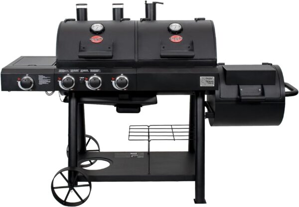 614j3QuX5IL._AC_SL1500_ Char-Griller Texas Trio 3-Burner Dual Fuel Grill with Smoker - Image 1
