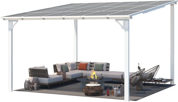 616JWs3jKVL._AC_SL1500_ Aecojoy 12 ft x 12 ft White Aluminum Pergola with Canopy - Image 2