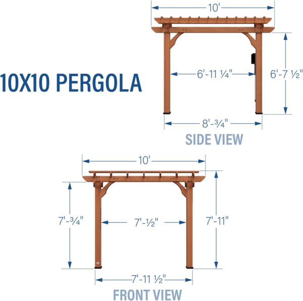 61LPGCG7leL._AC_SL1500_ Backyard Discovery 10x10 Wooden Pergola with Shipping & Assembly Included - Image 5