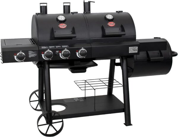 61gnPvE4JrL._AC_SL1500_ Char-Griller Texas Trio 3-Burner Dual Fuel Grill with Smoker - Image 6