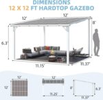 Aecojoy 12 ft x 12 ft White Aluminum Pergola with Canopy - Image 4