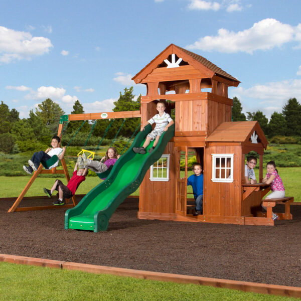 65413B-Hero Backyard Discovery Shenandoah Cedar Wood Swing Set Slide - Image 1