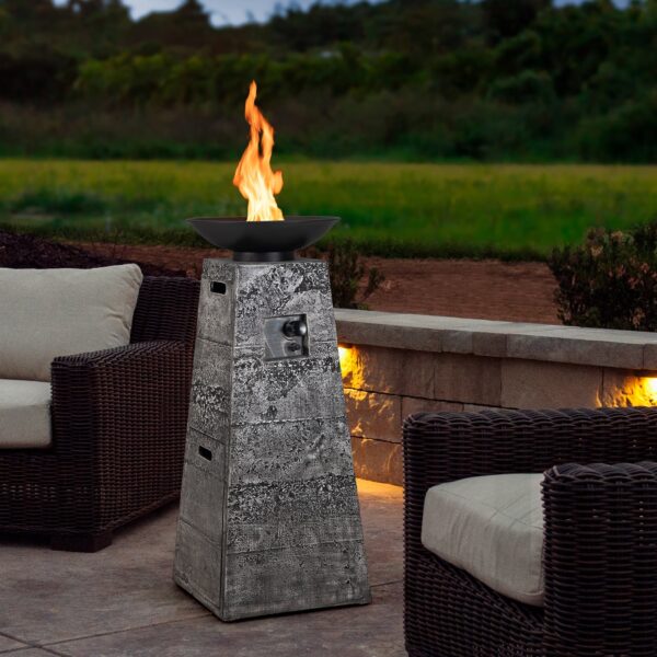 684 Costway 48 Inch Propane Fire Bowl Column with Lava Rocks and PVC Cover - Image 3