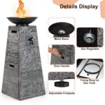 Costway 48 Inch Propane Fire Bowl Column with Lava Rocks and PVC Cover - Image 5