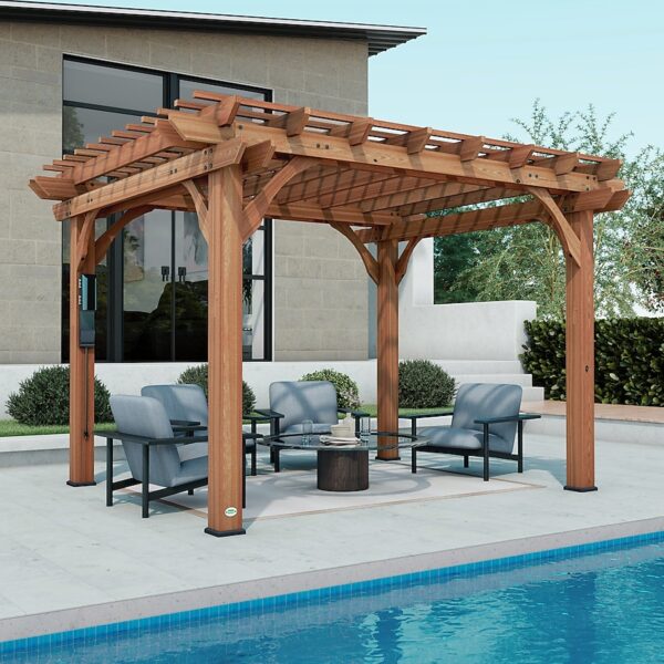 70166787 Backyard Discovery 10' x 12' Cedar Pergola - Image 1
