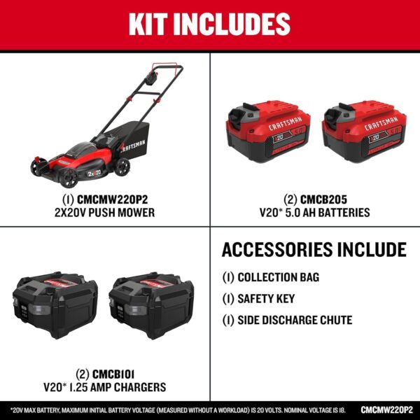 713LwEk0-yL._AC_SL1500_ CRAFTSMAN V20 Lawn Mower, Push Mower - Image 8