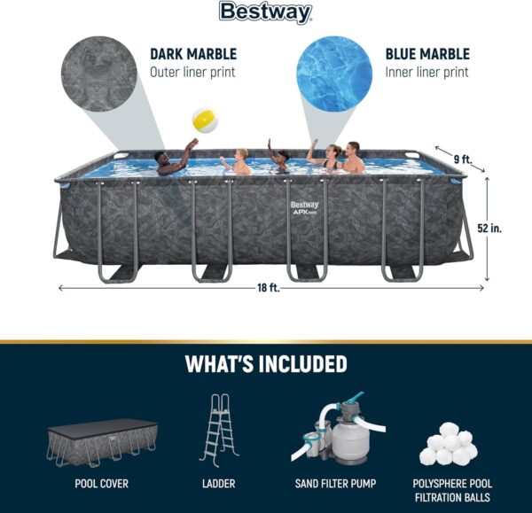 715XQFa677L._AC_SL1500_ Bestway APX 365 18' x 9' x 52" Rectangular Above Ground Swimming Pool - Image 5