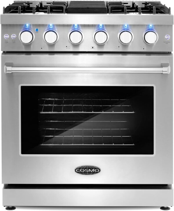 71F87bswlgL._AC_SL1500_ Cosmo 30 in. 4.5 Cu. Ft. Gas Range with 5 Sealed Burners, Convection Oven, - Image 1
