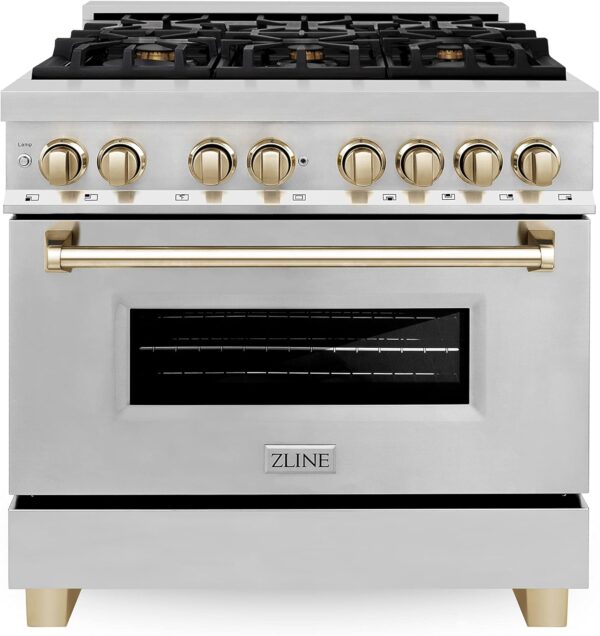 71TEsgy7d1L._AC_SL1500_ ZLINE Autograph Edition 36" 4.6 Cu. Ft. Dual Fuel Range - Image 1