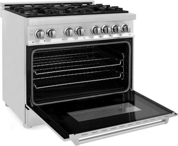 71ZKmr+ZExL._AC_SL1500_ ZLINE 36 in. 4.6 cu. ft. Legacy Dual Fuel Range with 6 Burner Gas Cooktop and Electric Convection Oven in Stainless Steel (RA36) - Image 3