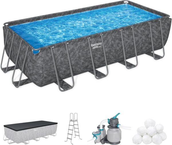 71iRx8zwm5L._AC_SL1500_ Bestway APX 365 18' x 9' x 52" Rectangular Above Ground Swimming Pool - Image 1