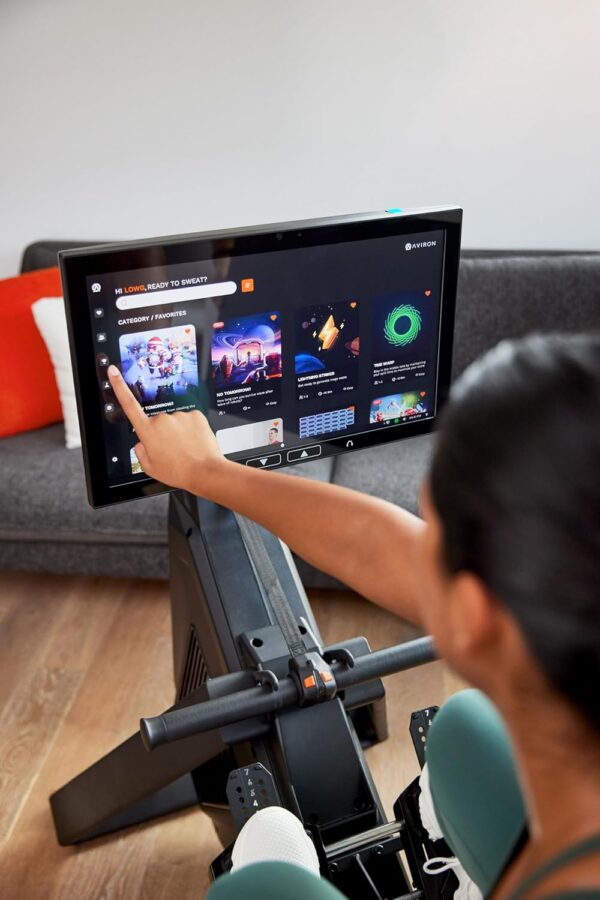 71zYOAxf0lL._AC_SL1500_ Aviron Strong Series Rower: 22" HD Touchscreen, Dual Air & Magnetic Resistance up to 100 lbs. Game-Based Workouts, Streaming, Compact Design - Image 5