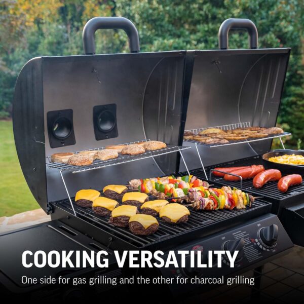 81-HtLpCxAL._AC_SL1500_ Char-Griller Texas Trio 3-Burner Dual Fuel Grill with Smoker - Image 5