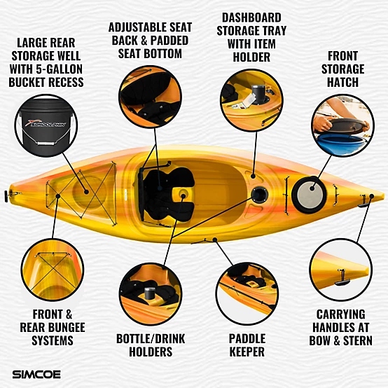 811 Sun Dolphin Simcoe 10.4, Sit-in Recreational Kayak with Paddle, Tequila Sunrise - Image 4