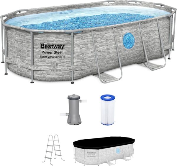 818lB-8+6HL._AC_SL1500_ Bestway Power Steel Swim Vista Series II Above Ground Outdoor Swimming Pool - Image 1