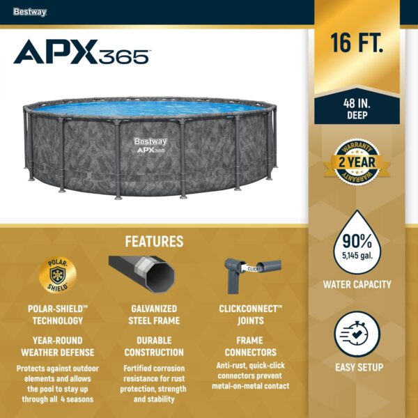 81FYdnlUVmL._AC_SL1500_ Bestway APX 365 16ft x 48 inches Round Above Ground Pool Set - Image 6