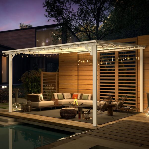 81LPkB-FOUL._AC_SL1500_ Aecojoy 12 ft x 12 ft White Aluminum Pergola with Canopy - Image 5