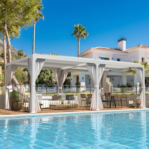 81R4BxmzwQL._AC_SL1500_ Erommy Outdoor Louvered Pergola Gazebo with Adjustable Aluminum Rainproof Roof - Image 7