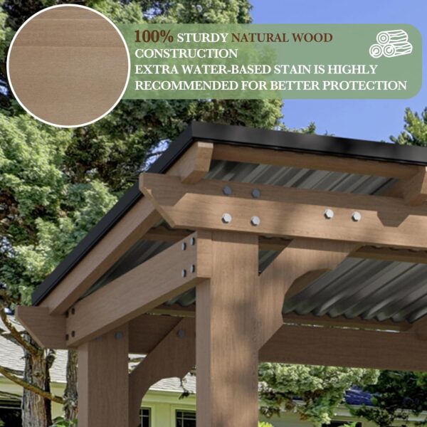 81aDAyXisvL._AC_SL1500_ Veikous D Wooden Grill Gazebo Outdoor with Steel Roof - Image 2