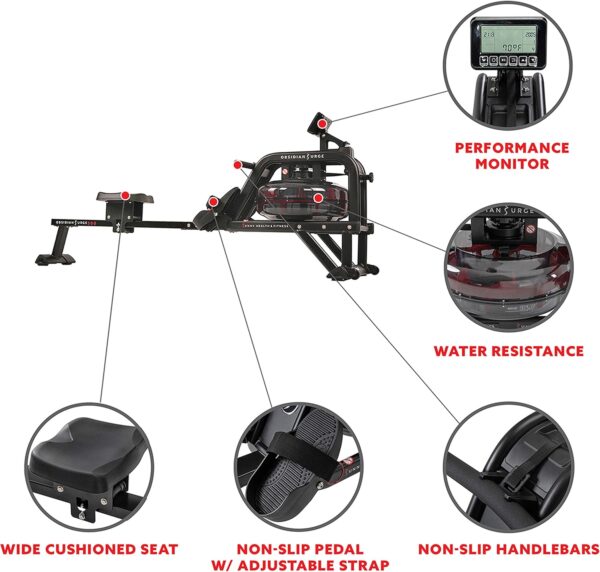 81oA4jOj3KL._AC_SL1500_ Sunny Health and Fitness Obsidian Surge Water Rowing Machine - Image 5