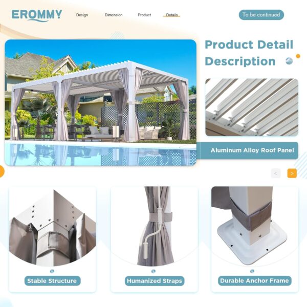 81rbkOqiIrL._AC_SL1500_ EROMMY 12'x24' Outdoor Louvered Pergola Gazebo - Image 3