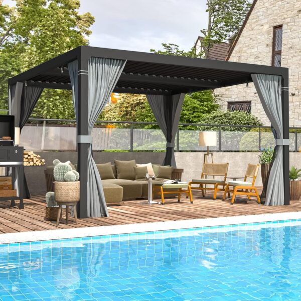 81tzx0GHACL._AC_SL1500_ EROMMY 10 ft. W x 10 ft. D Outdoor Louvered Pergola - Image 3