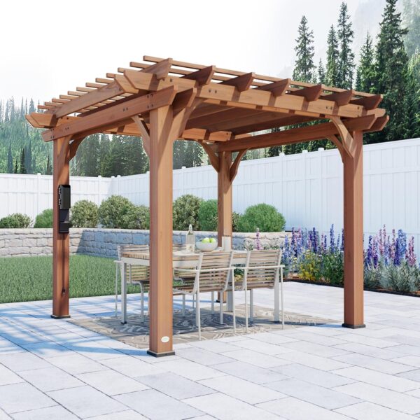 81x2cYMRMwL._AC_SL1500_ Backyard Discovery 10x10 Wooden Pergola with Shipping & Assembly Included - Image 6