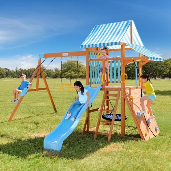 91COz11qzkL._AC_SL1500_ Teamson Kids Laguna Swing Set Playset - Image 6