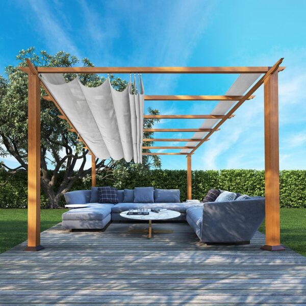91c-RdYgfWL._AC_SL1500_ Florence Aluminum Pergola with Canopy Paragon Outdoor - Image 1