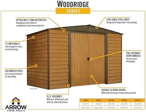 B00I4Q6ZQU-8-1756074331339 Arrow WR1012 Woodridge EG Steel Storage Shed, 10 by 12-Feet - Image 4