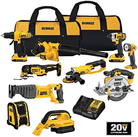 B0773CS85H-6-1756241064365 DEWALT 20V MAX Power Tool Combo Kit, 10-Tool Cordless Power Tool Set with 2 Batteries and Charger (DCK1020D2) - Image 1