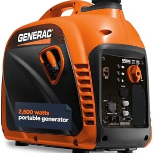 Generac 8251 GP2500i 2,500-Watt Gas Powered Portable Inverter Generator - Compact and Lightweight Design - Produces Clean, Stable Power - COsense Technology - CARB Compliant - Orange/Black