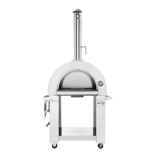 EmpavaPG06WoodFiredPizzaOvenFrontOpen_800x800 Empava PG06 Outdoor Wood Fired Pizza Oven Stainless Steel Red with Wheels and Accessories - Image 5