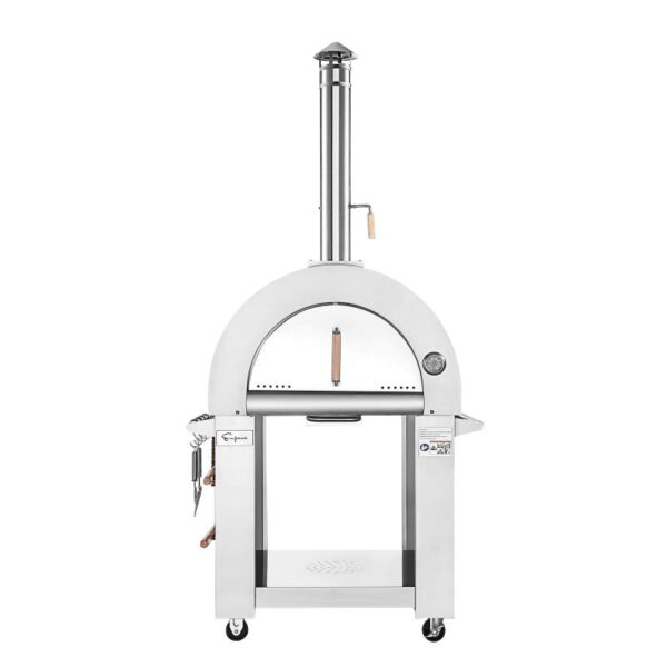 EmpavaPG06WoodFiredPizzaOvenFrontView_800x800 Empava PG06 Outdoor Wood Fired Pizza Oven Stainless Steel Red with Wheels and Accessories - Image 4