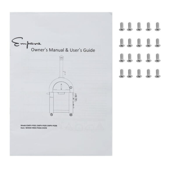 EmpavaPG06WoodFiredPizzaOvenInstructionManual_800x800 Empava PG06 Outdoor Wood Fired Pizza Oven Stainless Steel Red with Wheels and Accessories - Image 3